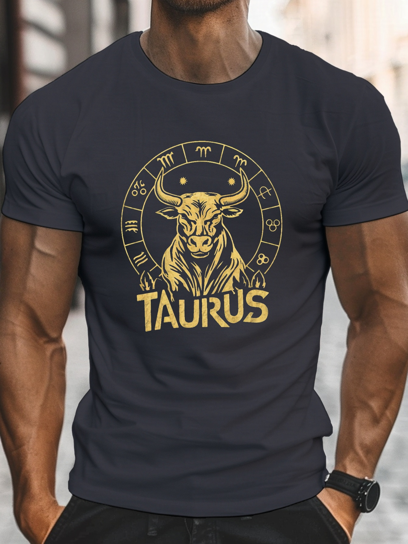 เสื้อยืดแขนสั้นผู้ชาย ลายราศีพฤษภ - เสื้อยืดลายกราฟิกตลกๆ ผ้าฝ้ายสำหรับใส่ลำลองในฤดูร้อน