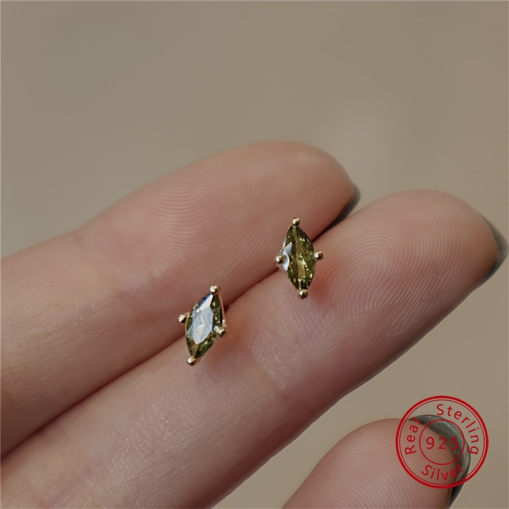 

Aibelopy Elegant Green Zirconia Stud Earrings - Hypoallergenic 925 Sterling Silver, Nickel-free, Comfortable - Parties & Gifts, , Style, Jewelry