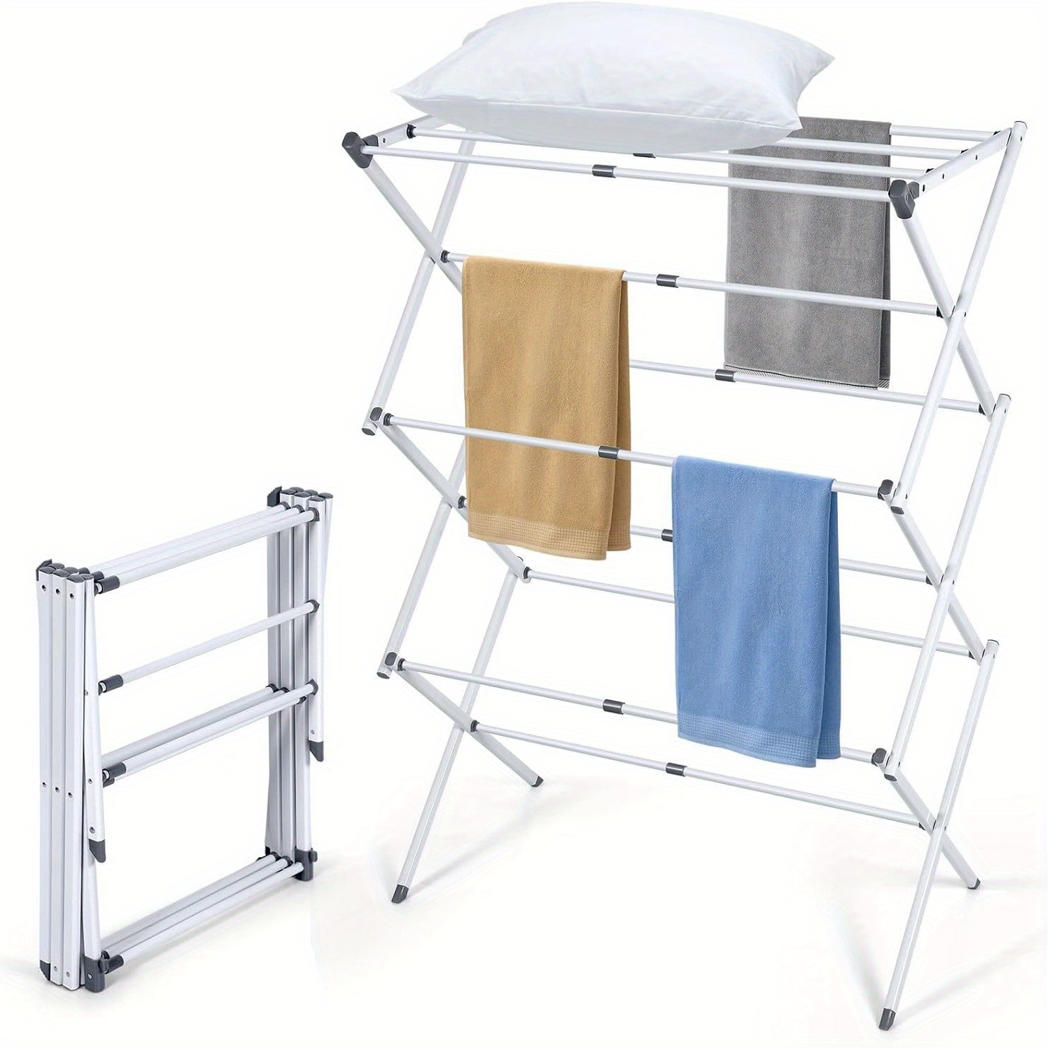 

1pc Metal Folding Towel Rack, Lacquered , Extendable Space-saving Clothes Drying Rack With Adjustable Width