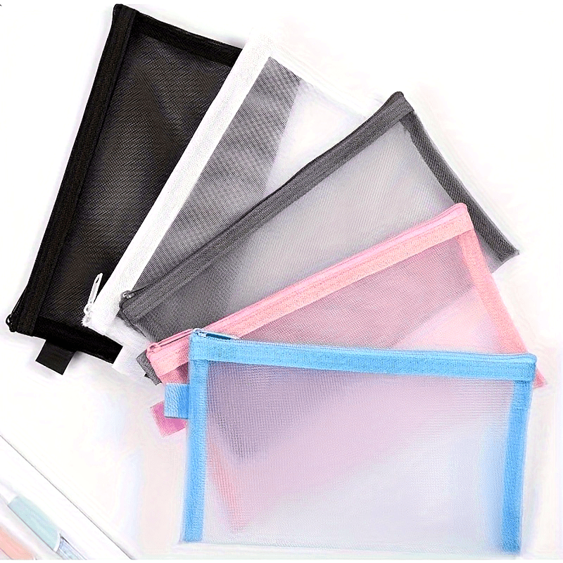 12 Netztaschen Mit Reißverschluss – 6 Farben, Je 22 X 11,5 Cm – Für Reise, Kosmetik, Büro-Organisation
