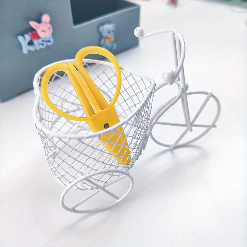 

Iron Bicycle Design Decorative Holder - Glass Basket Makeup Brush Tool Organizer, Unscented Wedding Favor Candy Packaging Decoration - 1pc