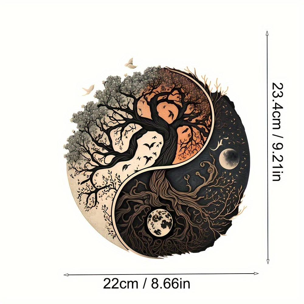 Tree Of Life Yin Yang Stickers: Holiday Clothing Diy Thermal Transfer Vinyl Ironing Patch, Suitable For Shirts, Jeans And Bags-natural