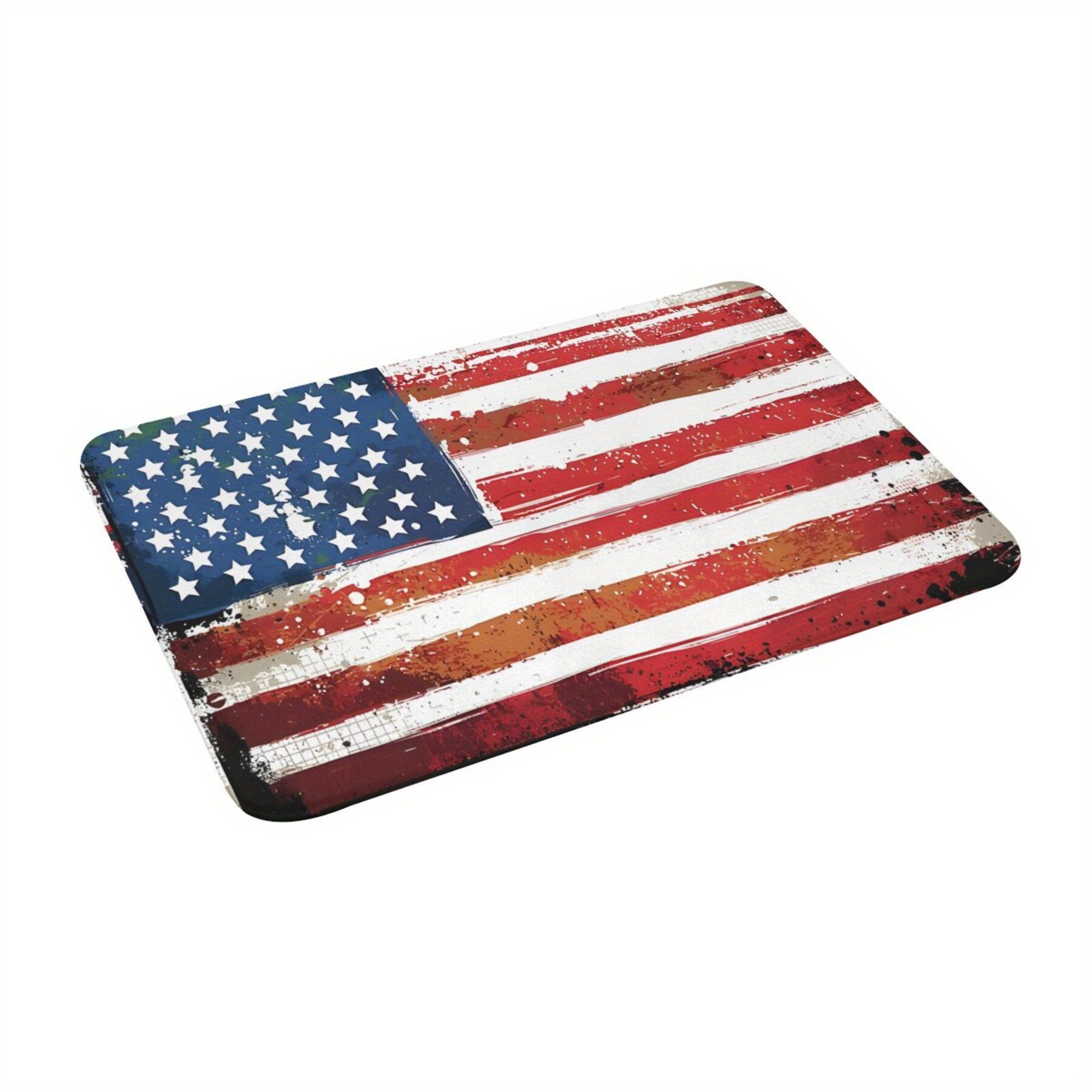 

Jit Anti-slip Machine Washable Doormat - Polyester, Rectangle, Lightweight Usa Flag Themed Indoor Welcome Rug With Non-slip Backing