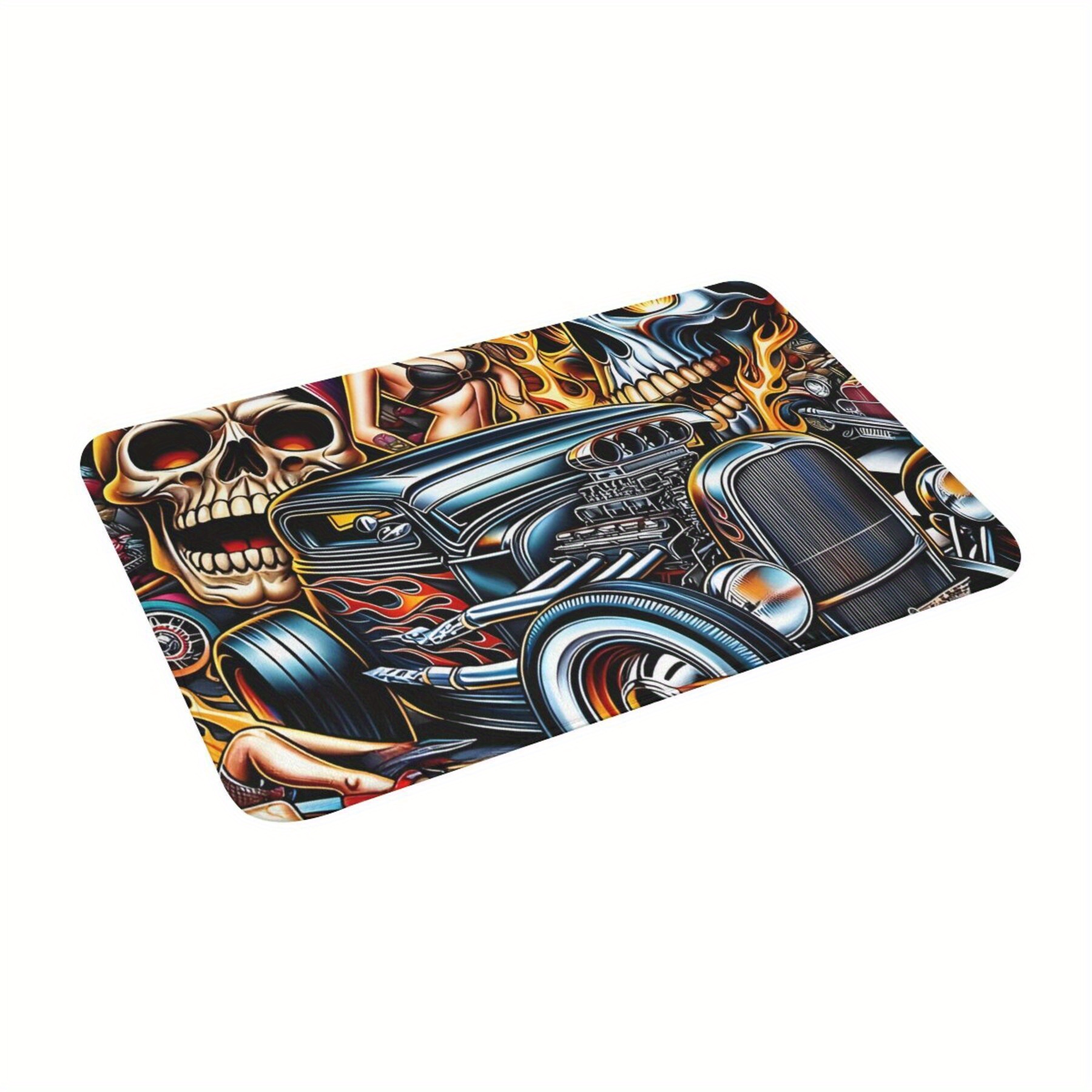 

& Hot Rod - Non-slip, Machine Washable Polyester Rug For Home Decor, Living Room Or Balcony