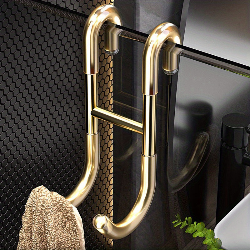 TEMU 2pcs Heavy-duty Stainless Steel Towel Hooks - No-drill, Over-the-door Installation For Bathroom Organization, Rust-resistant & Space-saving