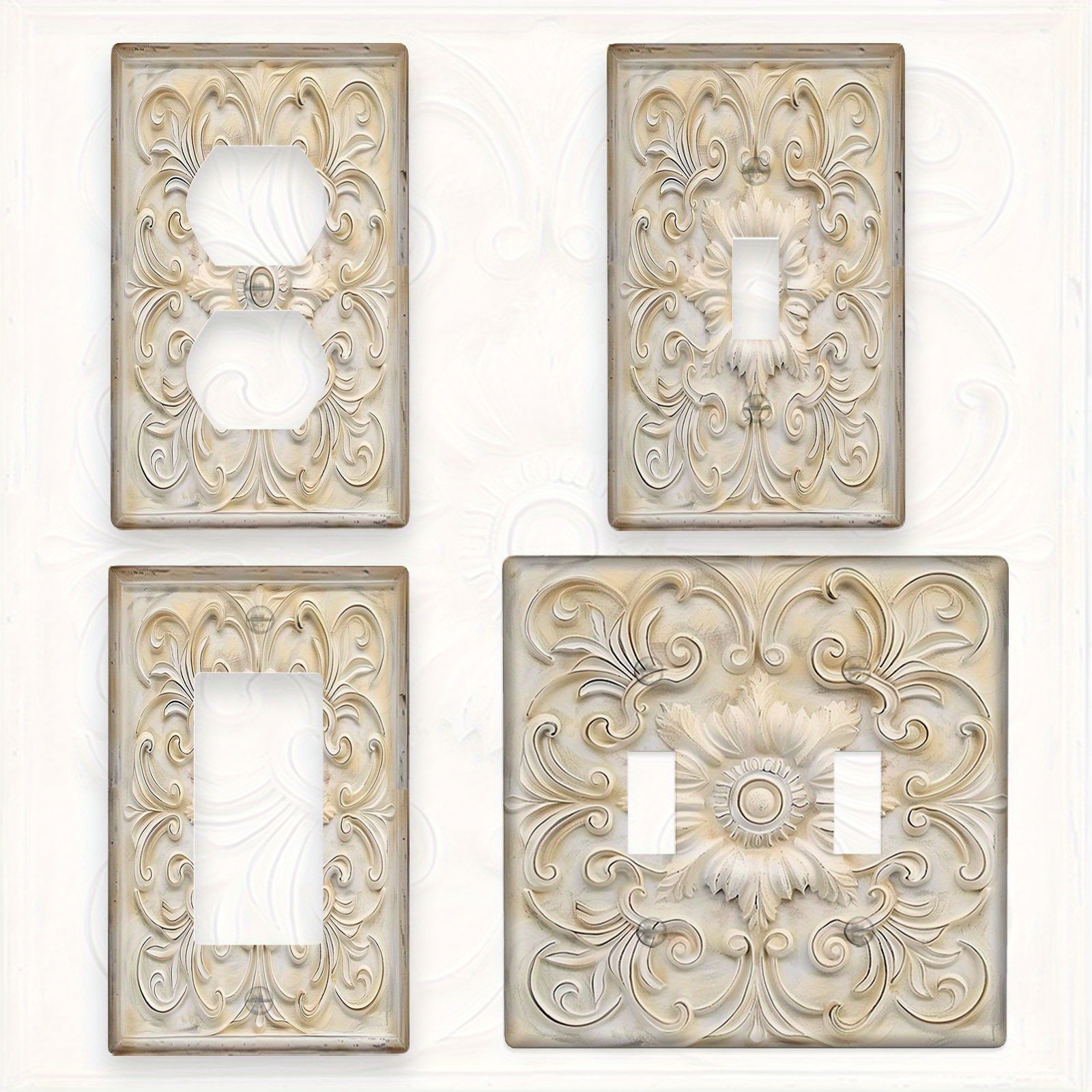 

Lvory French Pattern Decorative For Switch Plate - 1 Gang, Kitchen, Bathroom, Bedroom & Living Room Decor