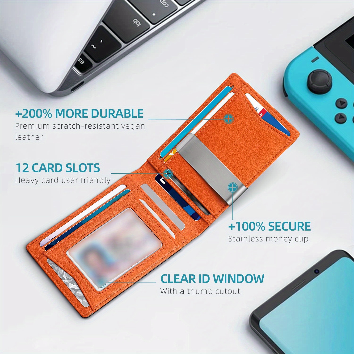 Cartera para hombres con bloqueo RFID de 12 ranuras - Cuero falso negro, Diseño antirrobo con cierre de cremallera seguro, múltiples ranuras para tarjetas e ID, ideal para negocios y uso diario, Cartera de negocios | Diseño de cartera moderna | Cierre de cremallera duradero, Cartera RFID