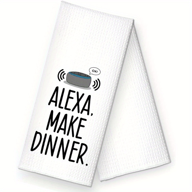 

Modern Polyester Dish Towel With Humorous Space Theme – 18x26 Inch Woven, Super Soft, Machine-washable Kitchen Towel With "alexa, Make Dinner" Text – Ideal Gift For Music Lovers, , – 1pc