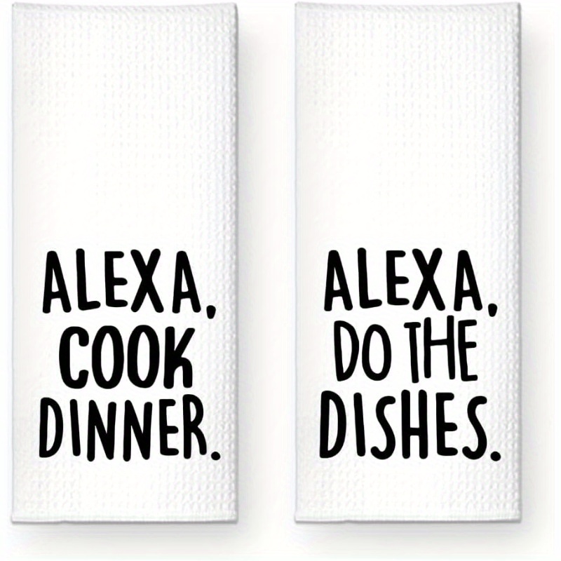 

Modern Woven Polyester Kitchen Towels, 2pcs Set, Super Dry Dish Cloths With Humorous Space Theme, Machine Washable, Ideal Housewarming & Day Gift