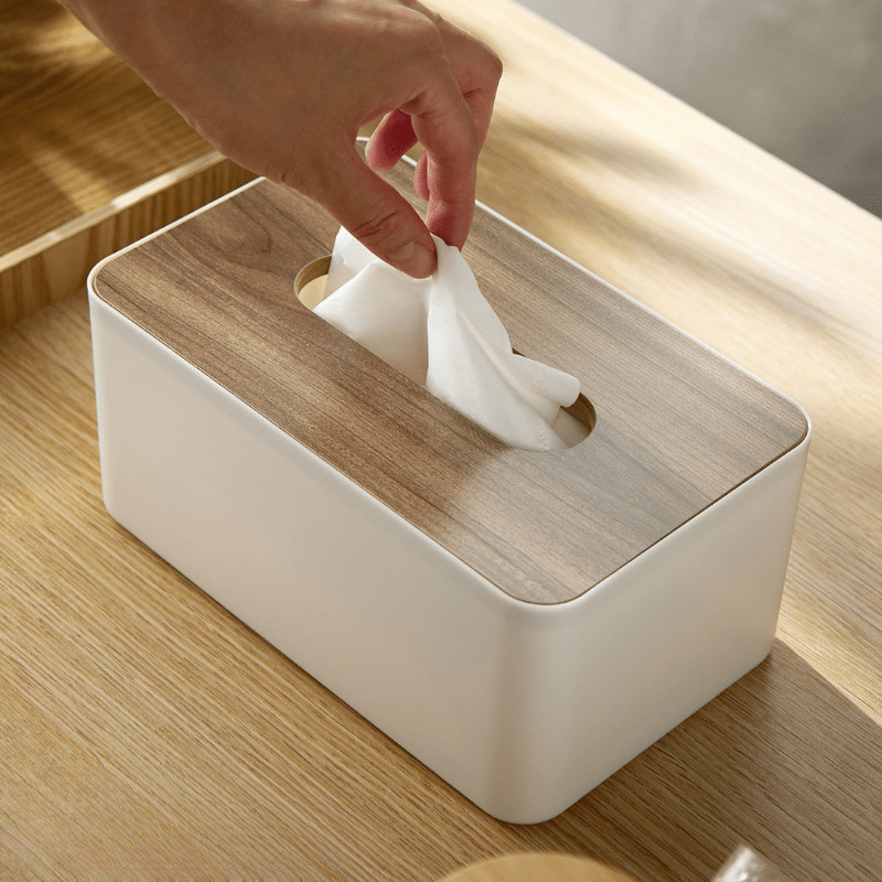 wooden tissue holder household paper towel storage box removable tissue boxes for office Product details 2