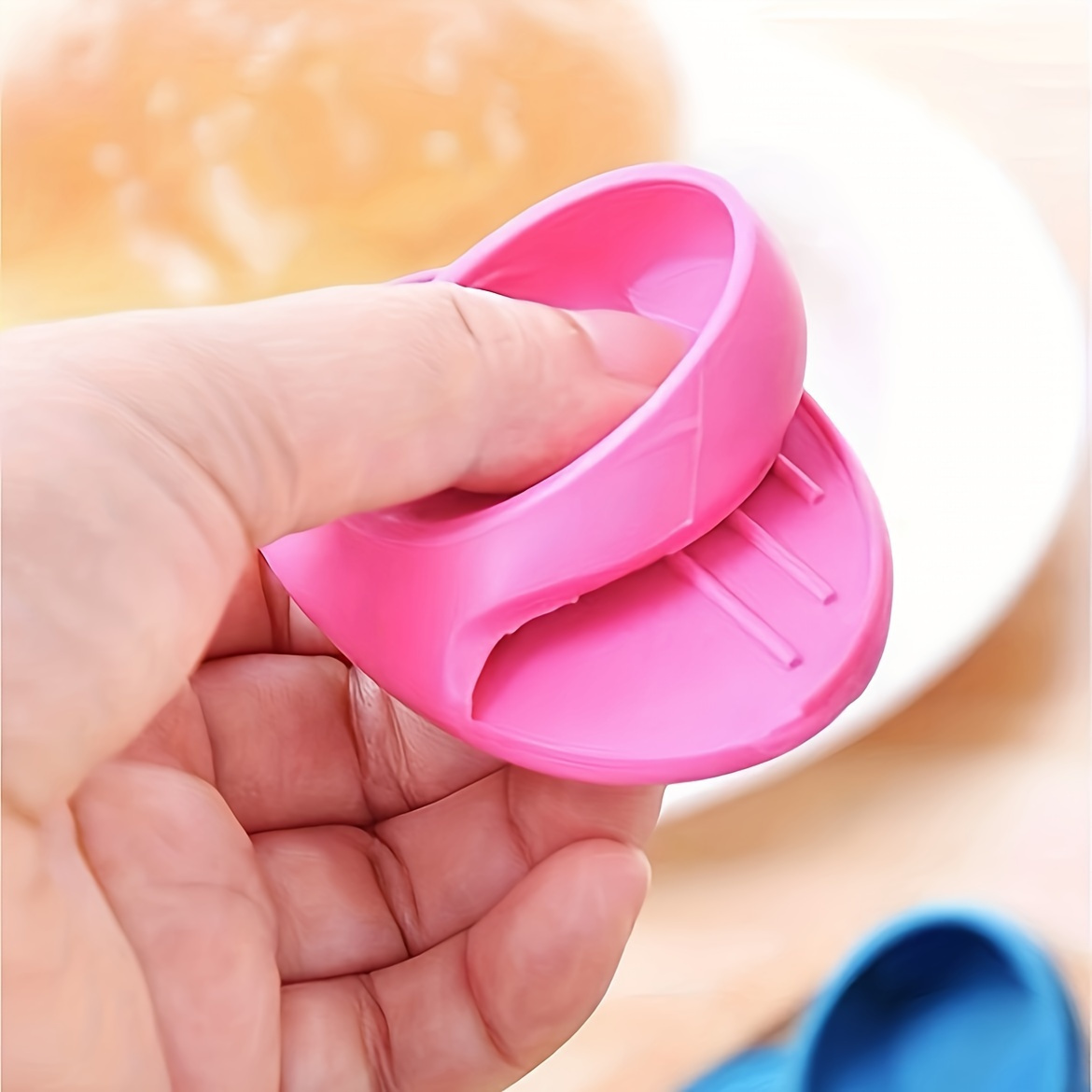 

2pcs Silicone Heat Resistant Finger Grips, Non-electric Thermo Rubber Anti-scald Pot Holder, For Microwave & Oven Use