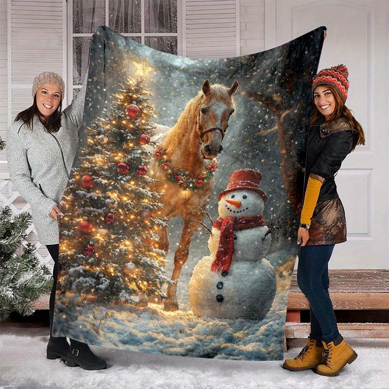 

Christmas Tree, , Snowman Printed Blanket - Nap Portable Blanket