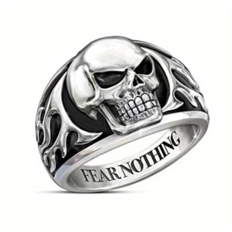 

1pc 's Punk Retro Fashion Skull Design Ring, Birthday Christmas Gift