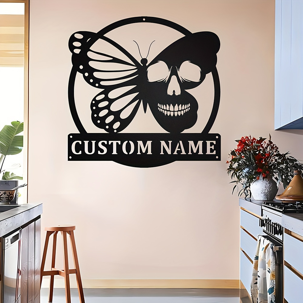 custom   skull metal   personalized iron cutout craft black suitable for kitchen dining room outdoor garden no electricity required   parties and festivals door hanging decor details 0