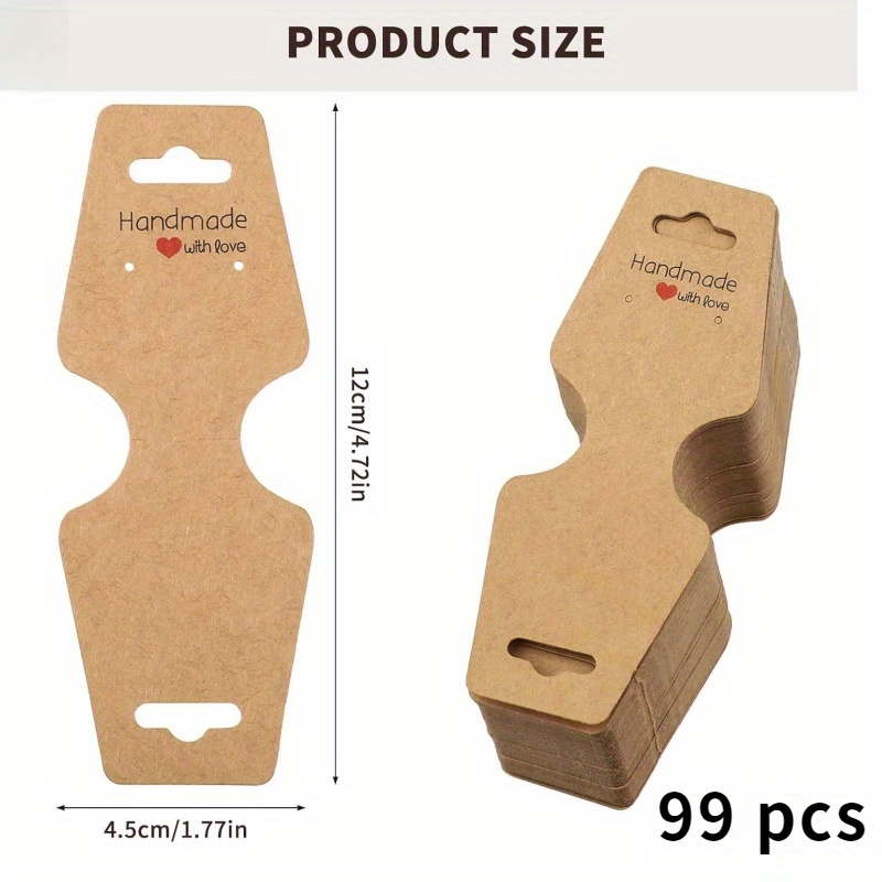 TEMU 99-pack Brown Paper Jewelry Display Cards, Foldable Necklace & Earring Holders, Blank Personalized Tags With Holes For Bracelet Anklet Hair Ties