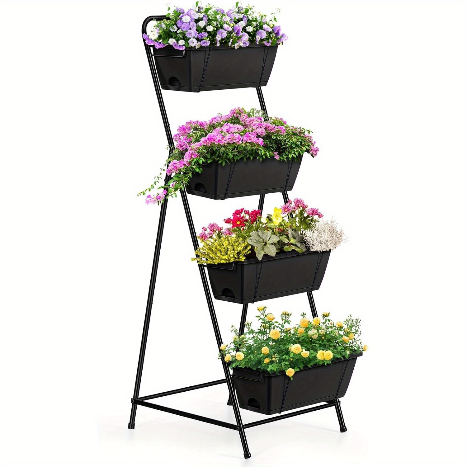 

Vertical Garden Planter, 4 Tiers Raised Garden Bed Outdoor, Standing Garden Planter With Drainage Holes And Removable Tray Planters