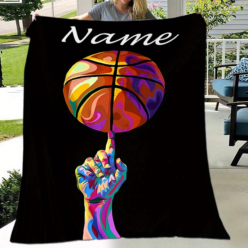 

Personalized Basketball-themed Blanket - Custom Name, , Camping & Travel | Ideal Gift For Sports Fans