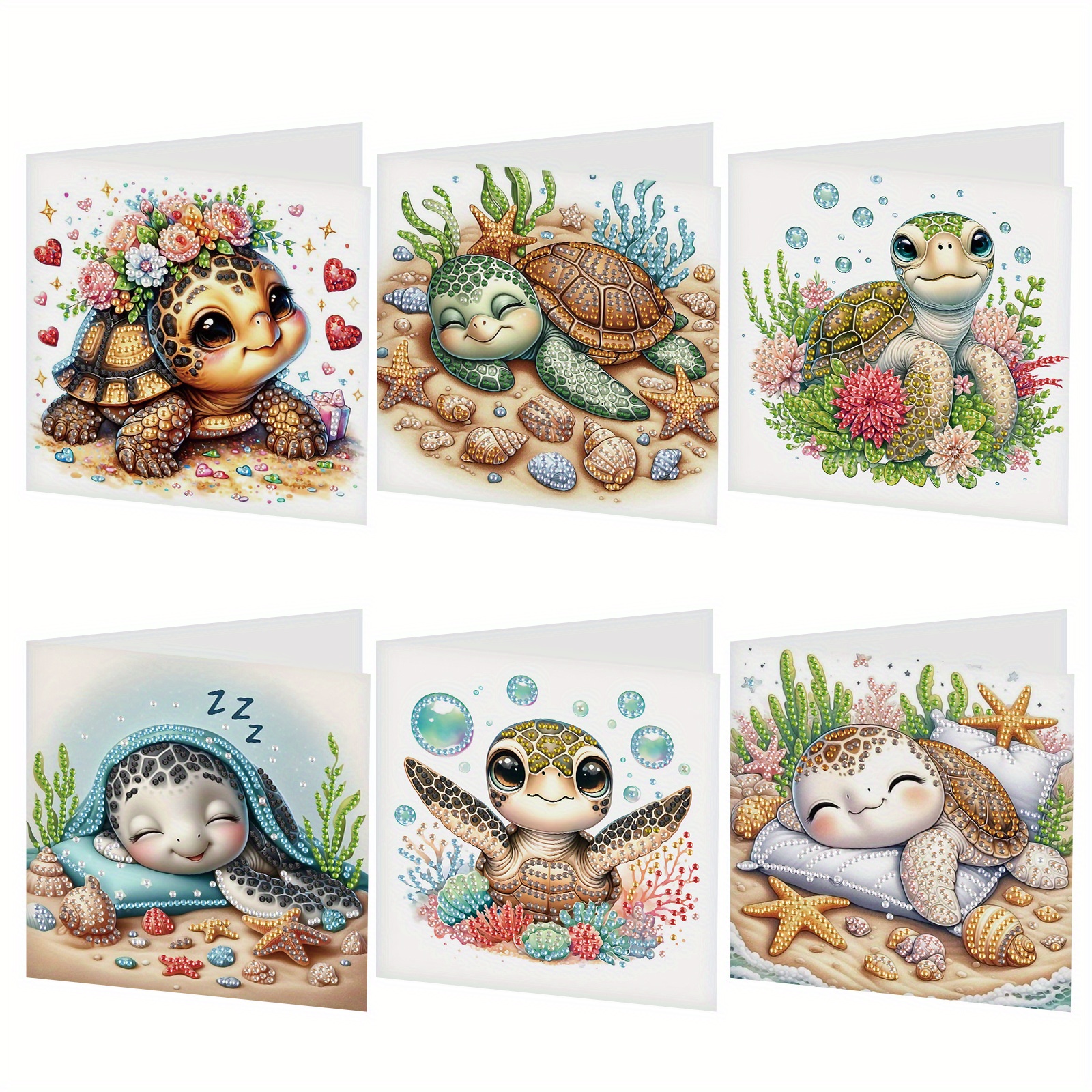 

6pcs Diamond Art Painting Greeting Card Kit, Diy Acrylic () Diy Craft, Irregular Diamond Shapes, Animal Theme, With Envelopes, Clay Glue, Pen, And Bead Bag For Creative Gift Decor