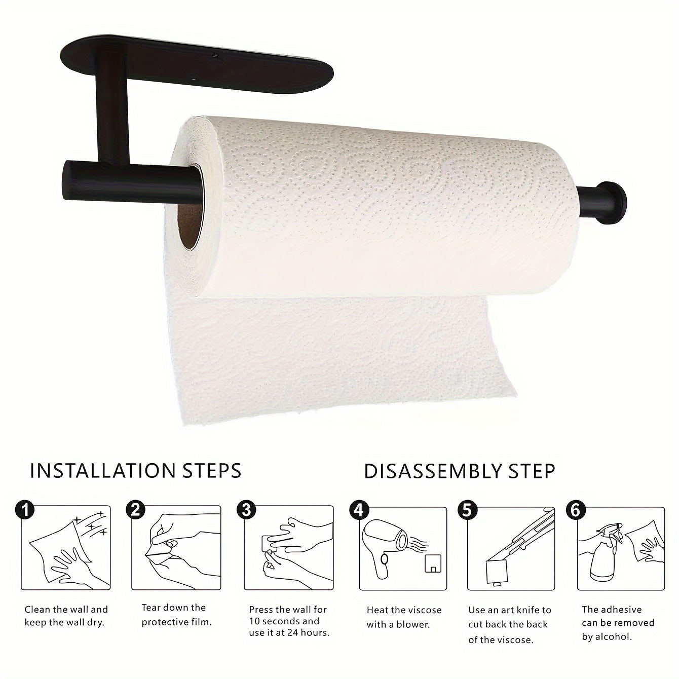 versatile wall mounted tissue holder no drill space saving storage for kitchen bathroom essentials details 8