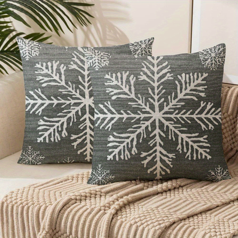 

Holiday Charm, Chic Grey Jacquard Christmas Pillow Covers, Set Of 2 - Decor, Machine Washable With Zip Closure, Best For Christmas