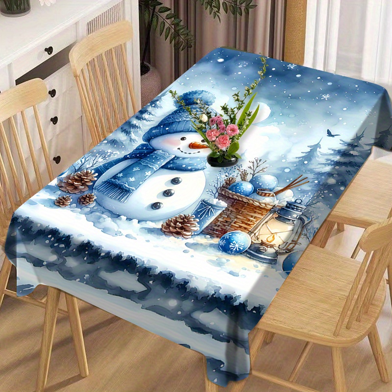 

Christmas Snowman Tablecloth - & , -free Polyester For Dining, Parties, And