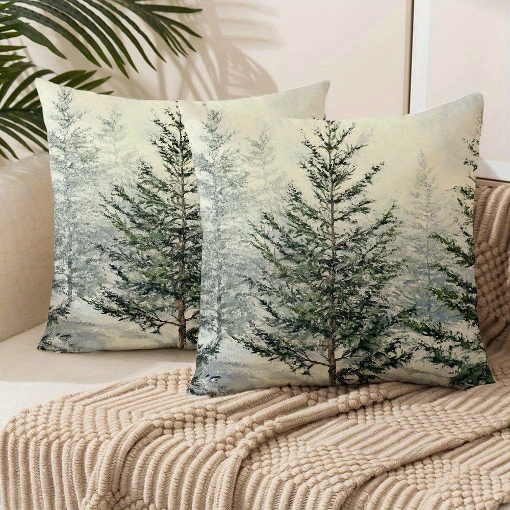 

Set Of 2 Throw Cushion Covers With Watercolor , Zippered -style Decorative Cases For Room Types, Machine Washable, Woven Polyester, For Sofa And Couch Decor