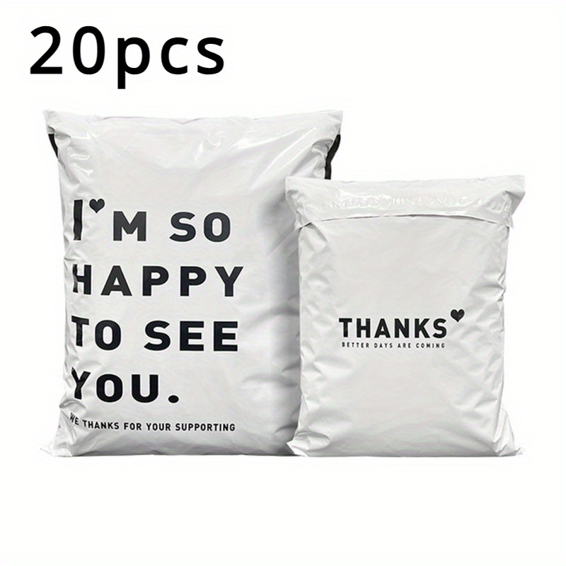 Image of 20pcs 'thanks' Printed Waterproof Mailers - Pe Material, -proof Clothing Packaging Bags For Use