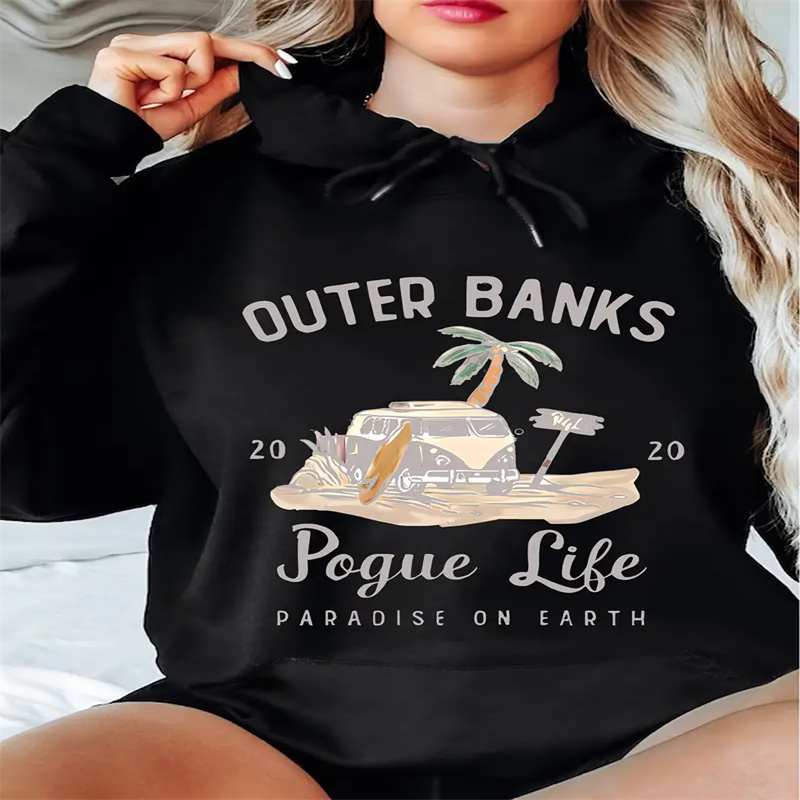 

New Kangaroo Pocket Hoodie, Casual Long Sleeve Drawstring Hooded Sweatshirt, Women's Clothing