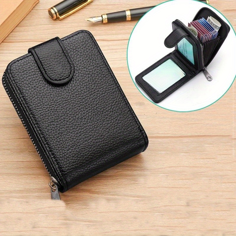 TEMU Men's High-end Pu Leather Wallet, Anti-theft Card Holder, License Case, Coin Purse, Fashionable , Credit Card & Passport Holder, Men's Accessory