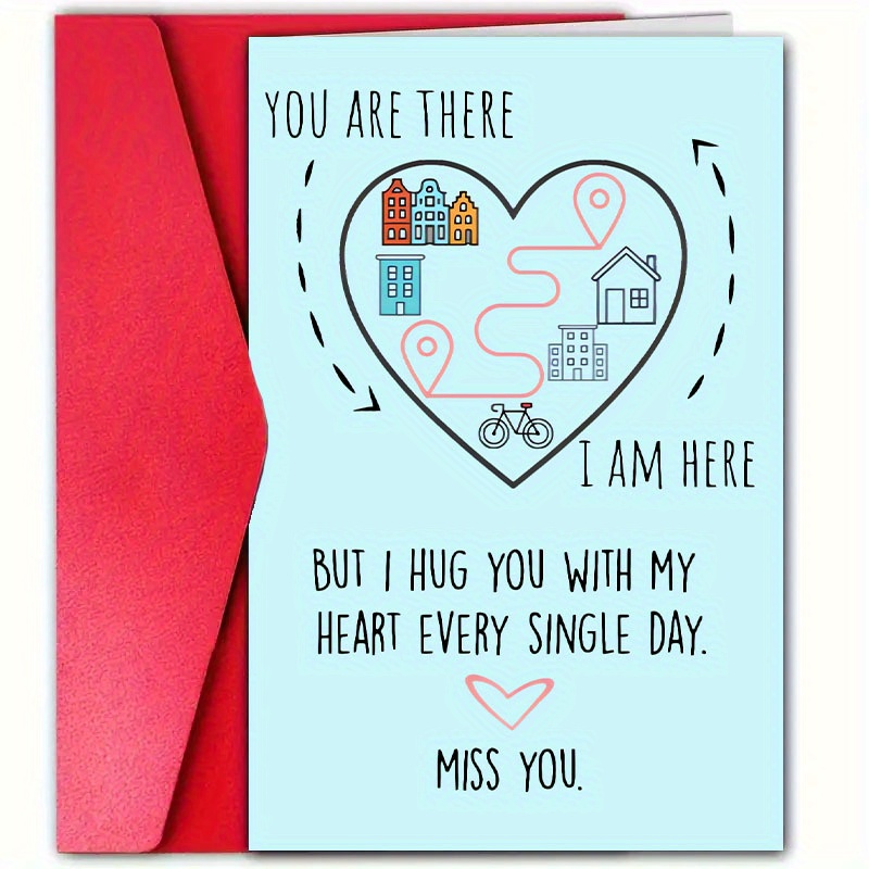 

1pc Greeting Card With Envelope, Paper Material For Anyone, Long-distance Relationship Card For Boyfriend, Girlfriend, Best Friend, Family - I Hug You With My Heart Daily