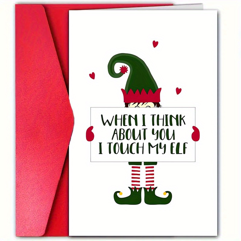 

Funny Elf Christmas Greeting Card With Envelope - , 4.7x7.1 Inch Paper Card For Boyfriend, Husband, Wife, Lover - And Holiday Wishes For Anyone, Unisex Note Card