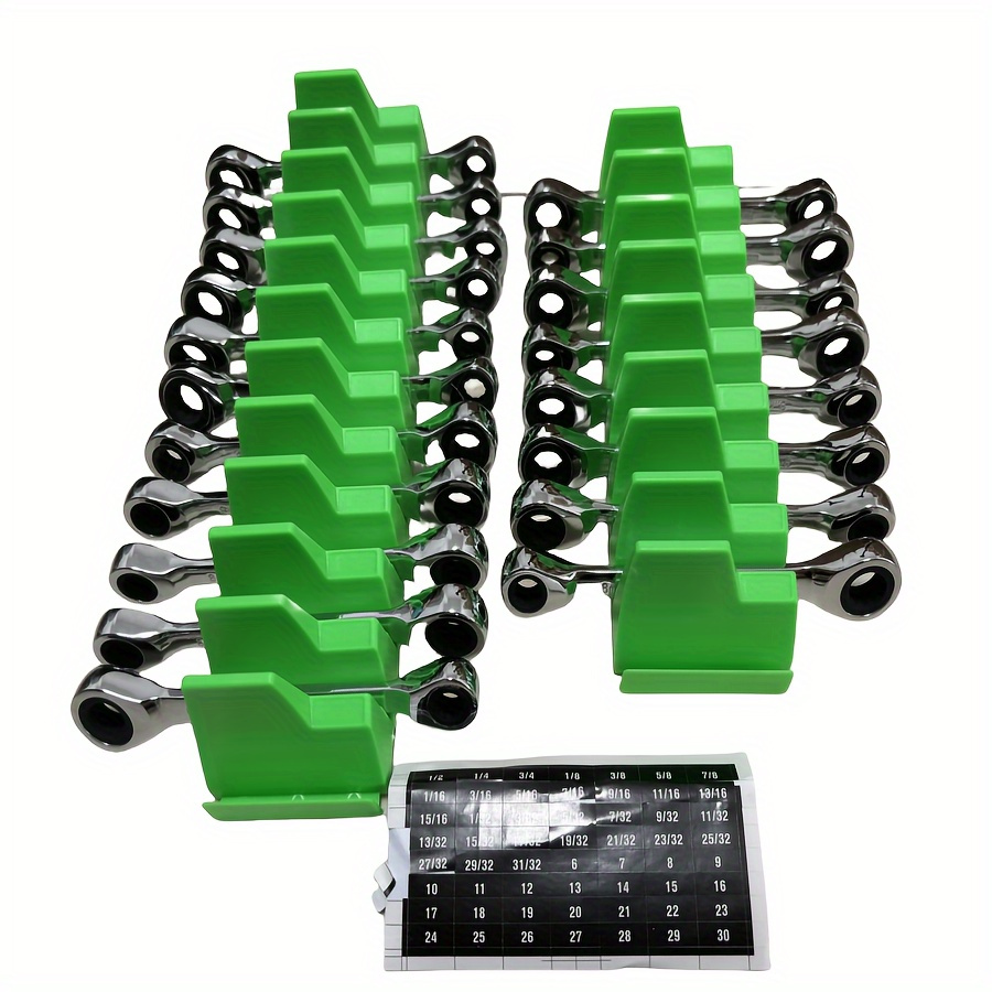 

20pcs Precision Wrench Organizer Set - Space-saving Tool Storage Rack For Work & Organization, Plastic