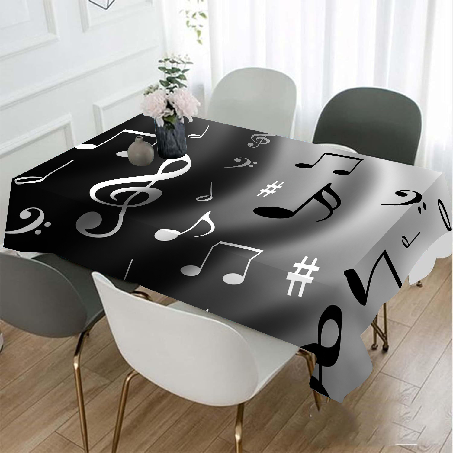 

Music Polyester Tablecloth - Rectangular, Dust-proof Cover For Living Room & Kitchen Decor