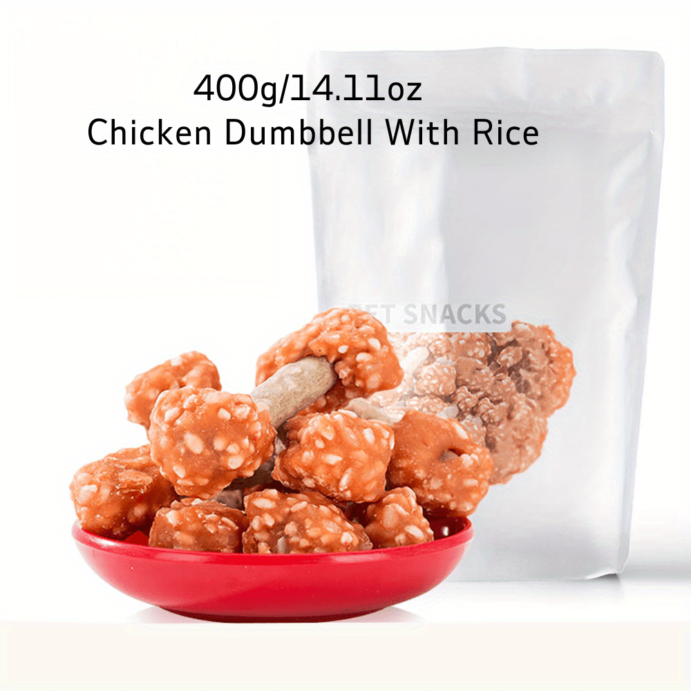 TEMU 7.05oz/14.11oz (200g/400g) Chicken Dumbbell With Rice , Natural Dog Treats, Healthy, , Dog Chews Long Lasting, And High Protein, , Perfect Training Reward Snack For Small, Medium And Large Dogs