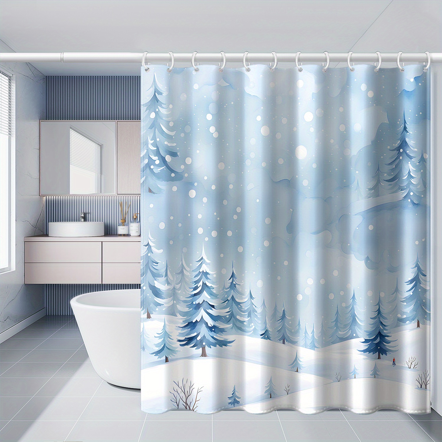 

Christmas Bathroom , - Polyester Bath Divider, , , All- 71x71