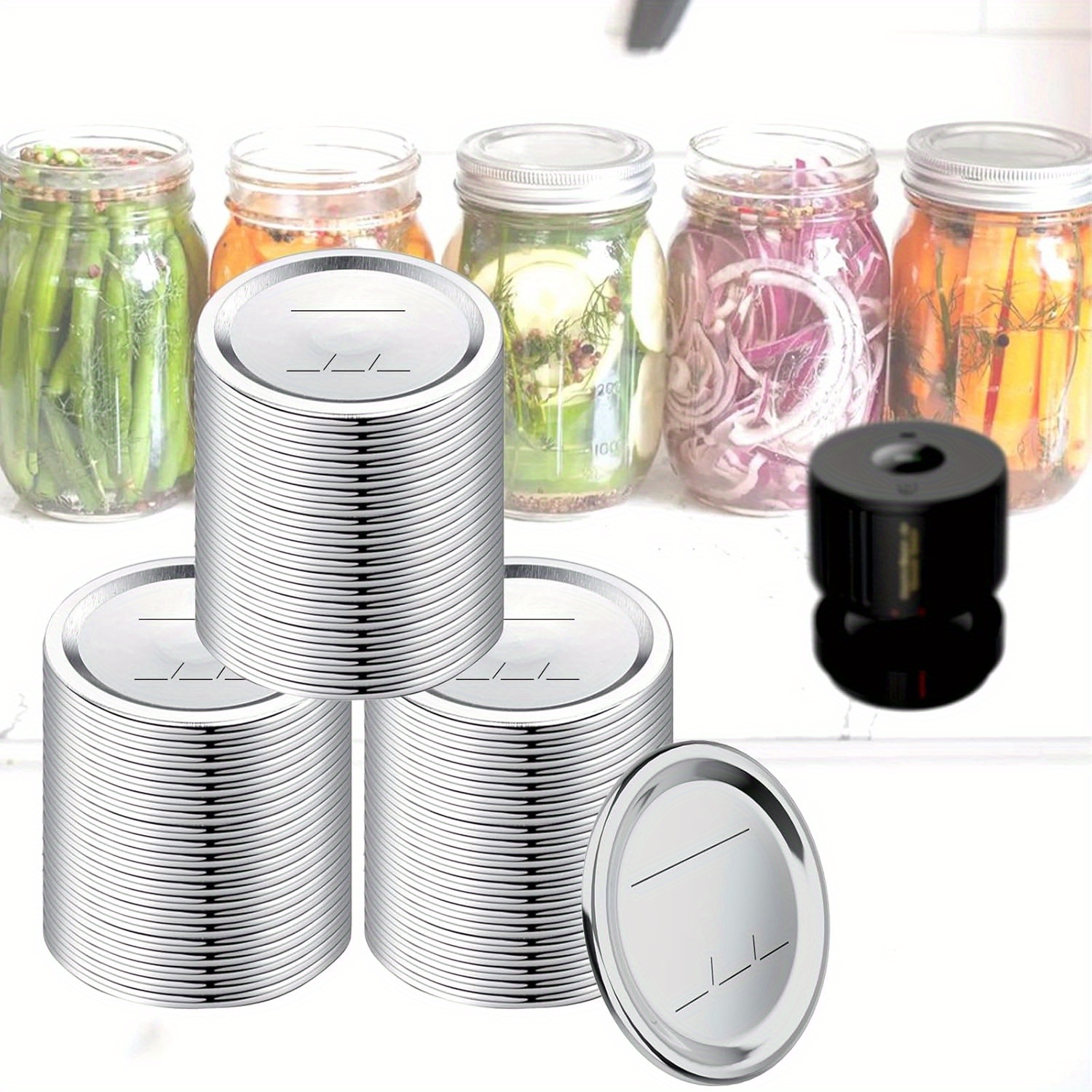 

60pcs Regular Mouth Mason Jar For Vacuum Sealer - Cast Iron Canning , Leak-proof & , Compatible With Mason Jar Vacuum Sealer System, Jar Sealers For Food Storage