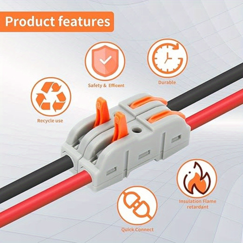 

50 Pcs Wire Connector, 1 Conductor Compact Wire Connectors, Splicing Connectors For Circuit Inline 24-12 Awg (orange)