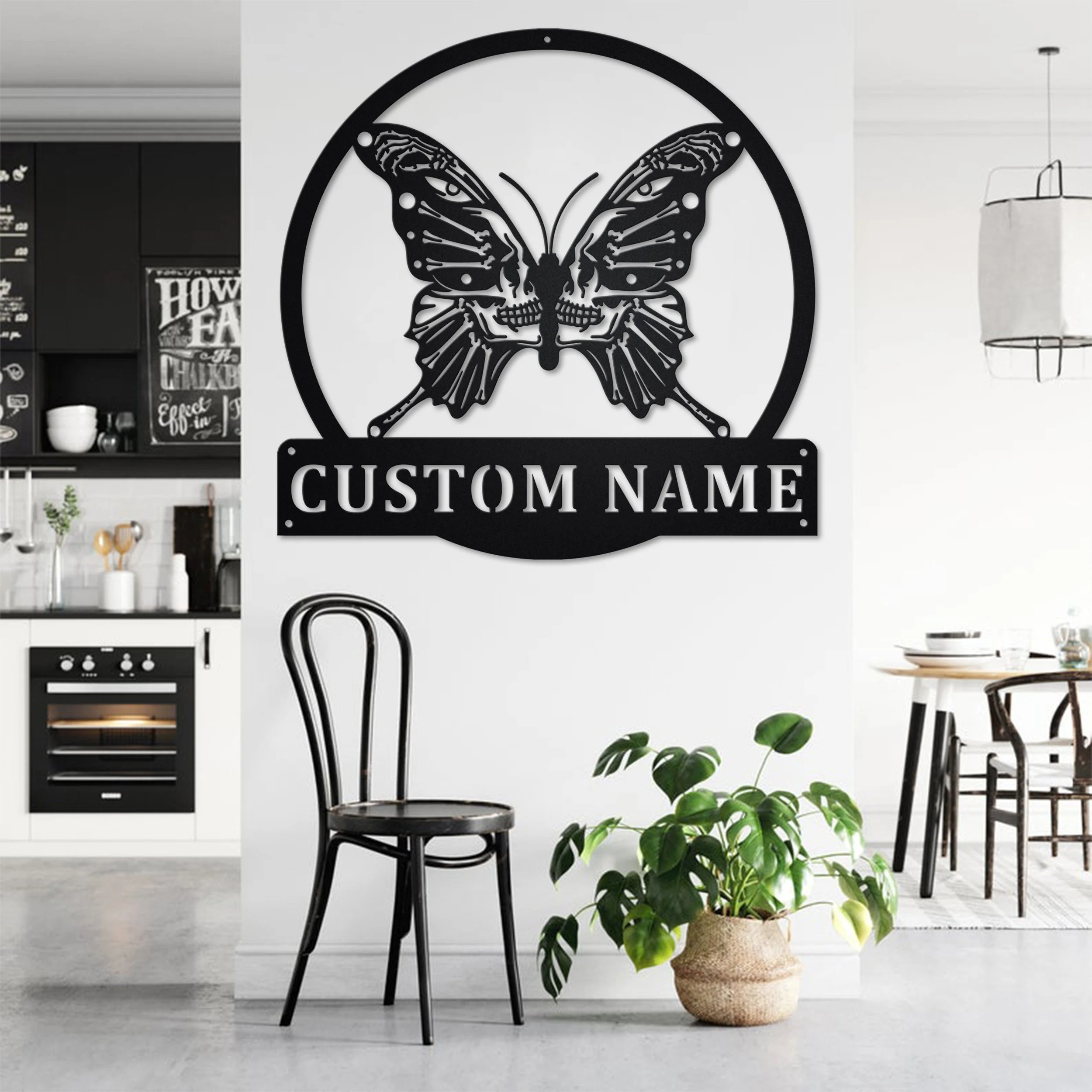 custom   skull   personalized iron metal sign with nameplate for home decor gothic room accent suitable   14 black   skeleton design details 0