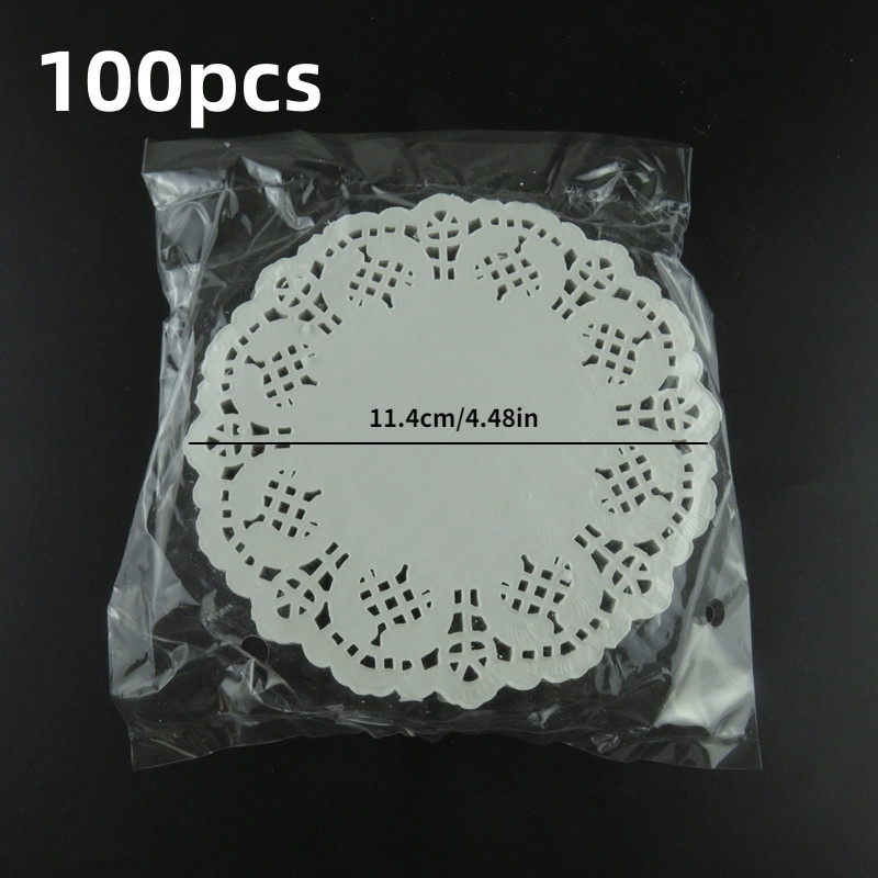 Image of 100pcs Round Lace Paper Doilies - Food-safe Grease Absorbent Baking Mats For Pizza, Cakes, And Pastries, Intricate Floral Patterns, Perfect For Holidays And Everyday Use, Pizza Accessories