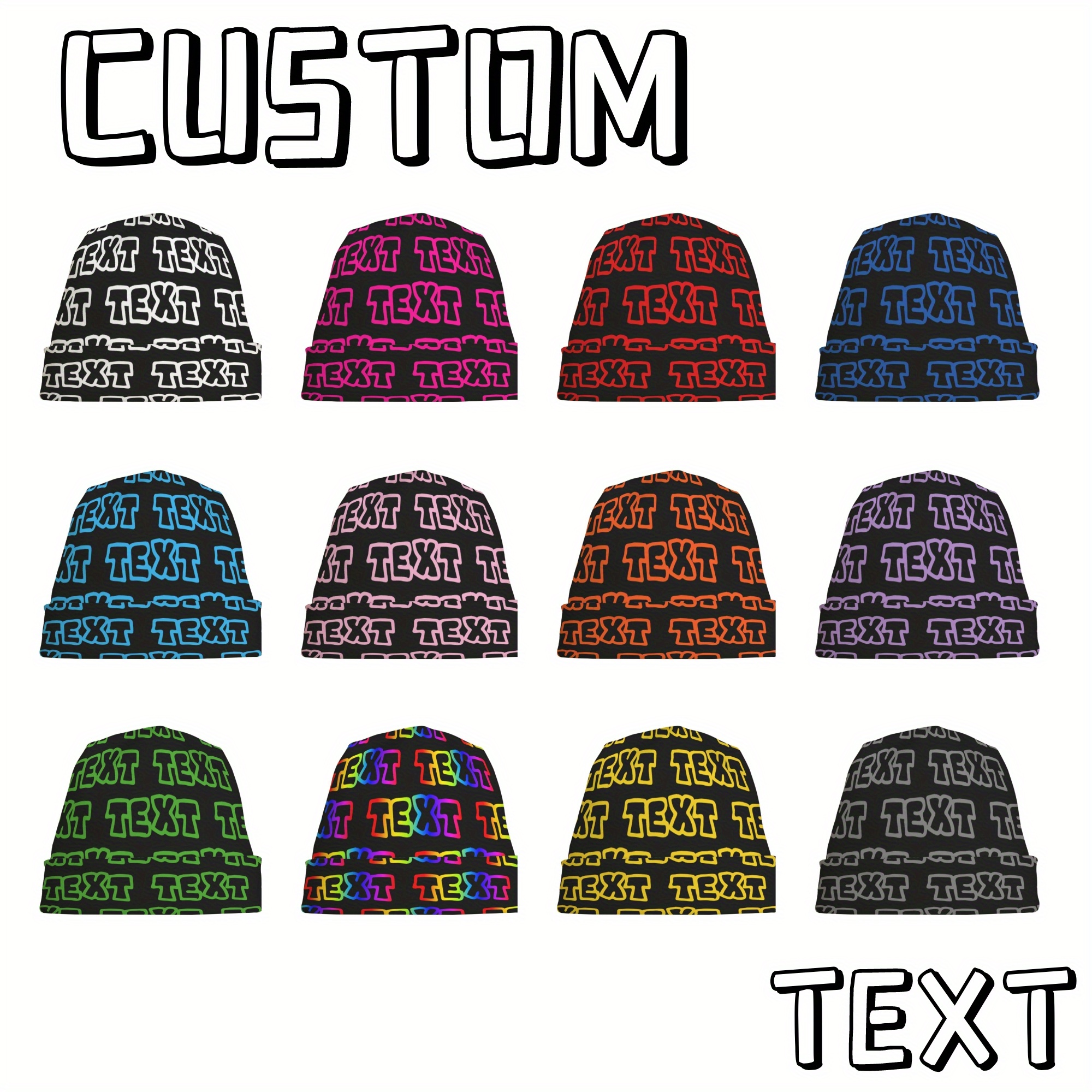 

[fashionable ] Custom Text Super Soft Beanie, Knit Winter Hat In Vibrant Colors With Personalized Text Option, Casual Headgear|slouchy |spandex Polyester , Beanie Hats