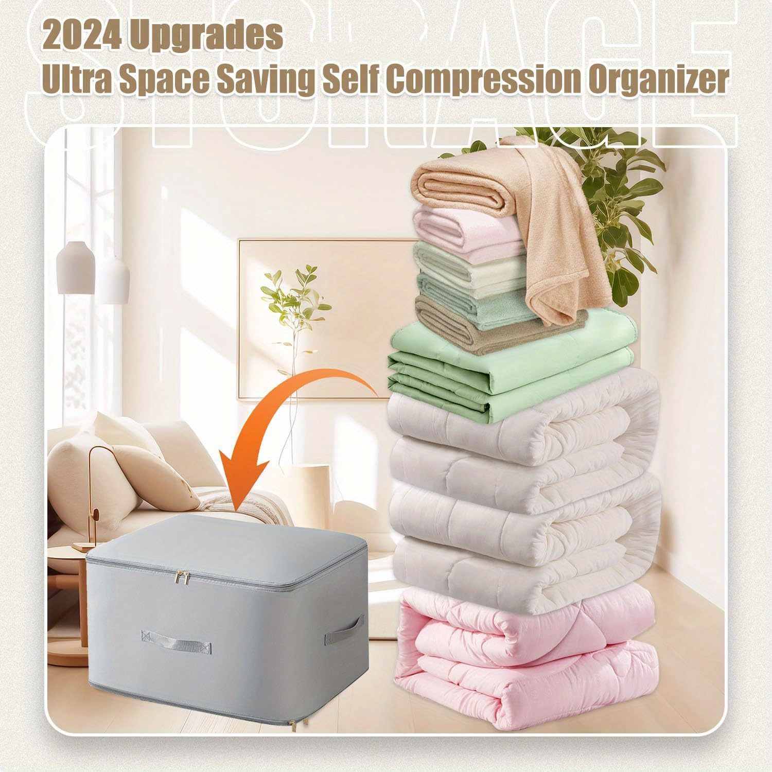 

Hot New Upgraded Space-saving Vacuum Storage Bag, -saving Self-compressing Storage Bag, For Zippered Clothes, Vacuum Storage Bag