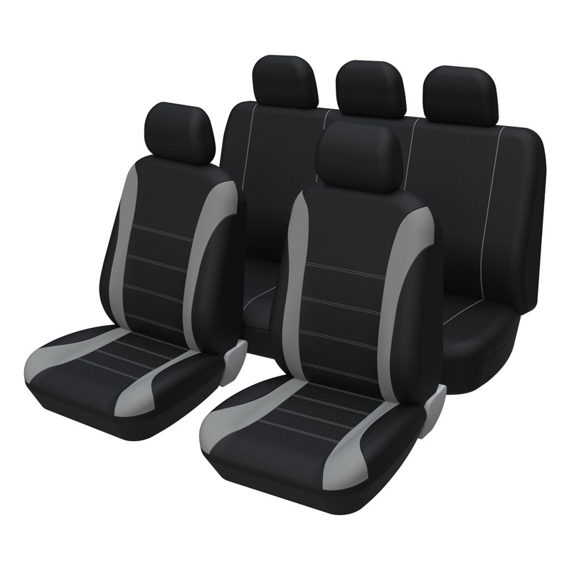 TEMU Gray Universal Seat Covers Set – Stylish Design, Breathable Fabric, Front And Rear Seat Protection