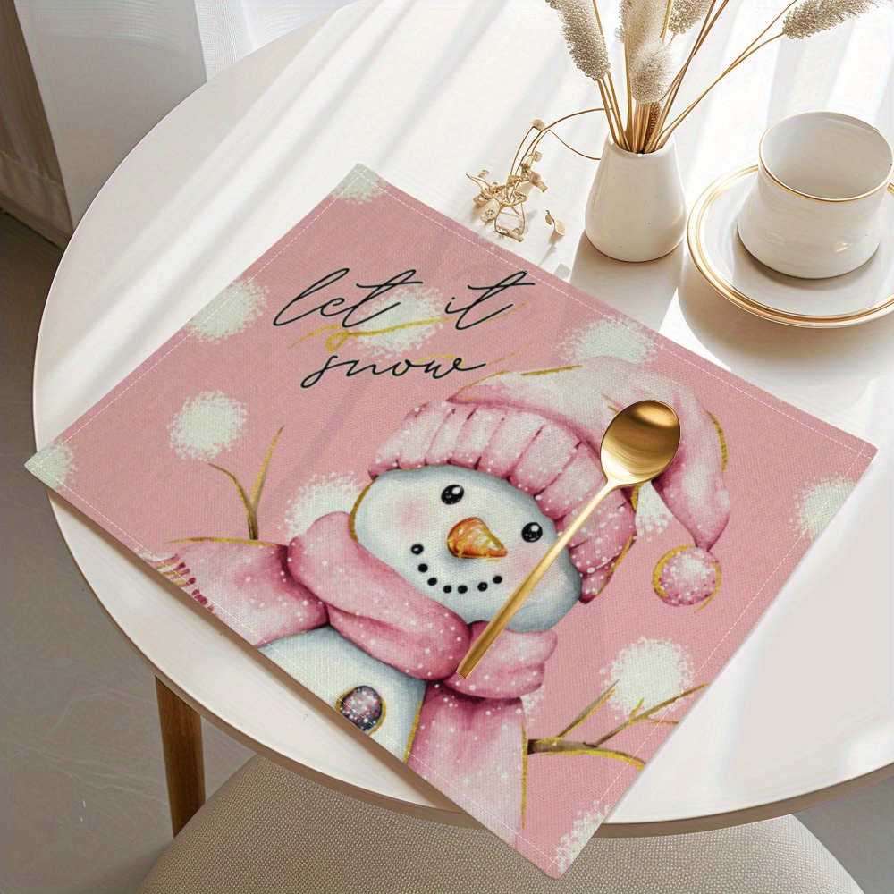 

4pcs Christmas Placemats, Snowman & Pattern - Dining Table , , , For Christmas