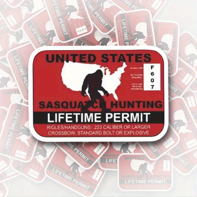 

Sasquatch Hunting Permit Decal - Vinyl Car Window Sticker, Humorous Design, Weather-resistant Outdoor Auto Accessory, Single Pack