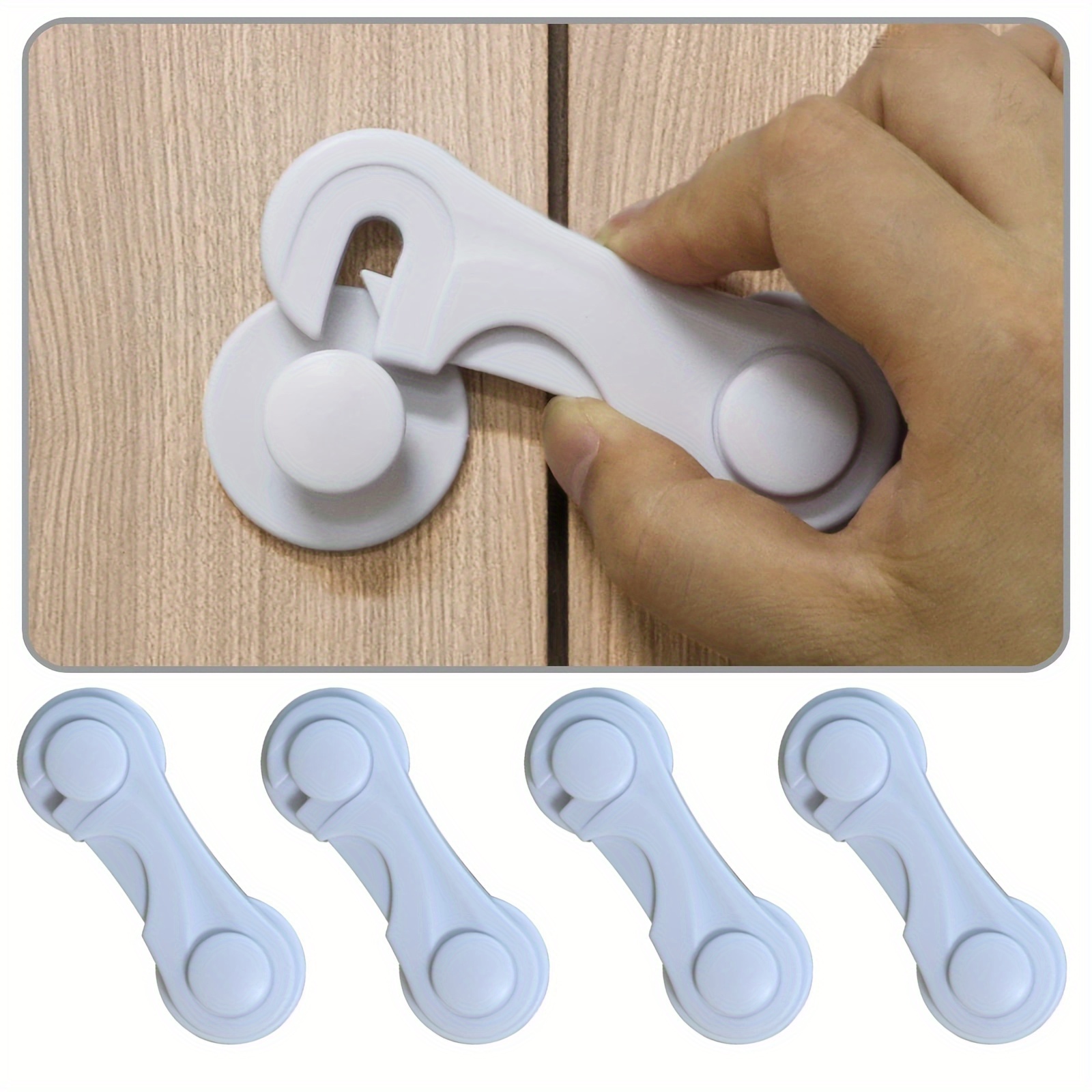 

5pcs Sdone Safety Drawer Locks, Adjustable Childproof Cabinet Latches, White Plastic, Sliding Mechanism With Knob Covers, Ideal For Home Use & Holiday Gifts