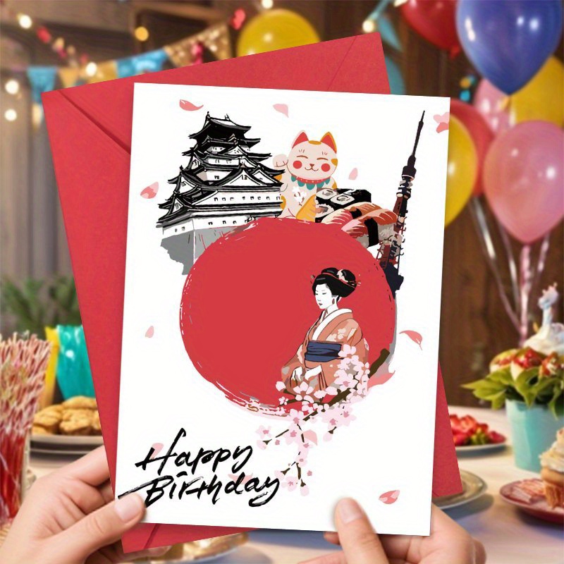 

Unique Japanese-inspired Birthday Card With Envelope - Perfect Creative Gift For