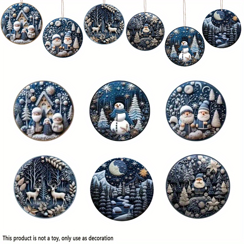 

18-piece Wooden Christmas Hanging Ornaments Set - Winter , Snowman, Reindeer, Santa, Jungle, With Rope For Outdoor Holiday Decor, No Electricity Needed