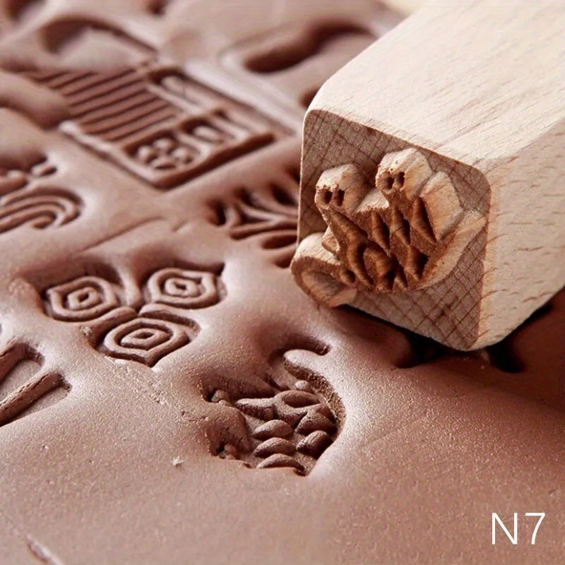 

Handcrafted Wood Stamp For Diy Clay & Pottery - , Easy-to-use Crafting Tool