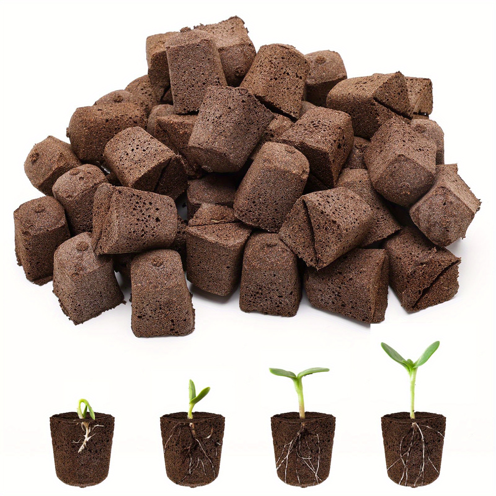 

20pcs Of Square Growth Rocks, Suitable For , Plugs For Hydroponic Setups, Seed Cubes For , Vegetables, And Flowers.