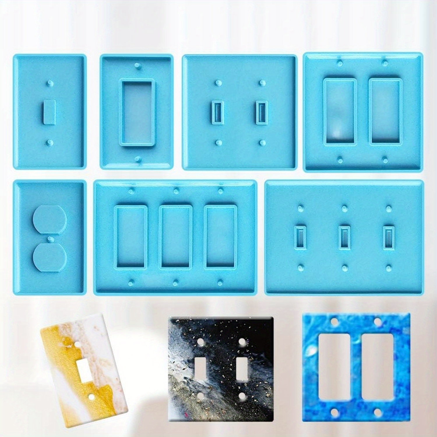 TEMU Switch Plate Silicone Mold Outlet Cover Molds, Switch Socket Panel Plaster Mold, Light Switch Cover Silicone Molds, For Diy Crafts Making Home